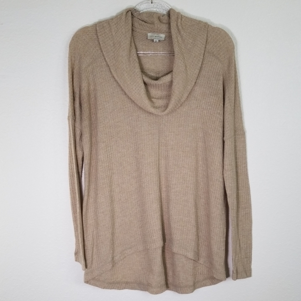 LUCKY BRAND Tan Dropped Shoulder Sleeve Top, M